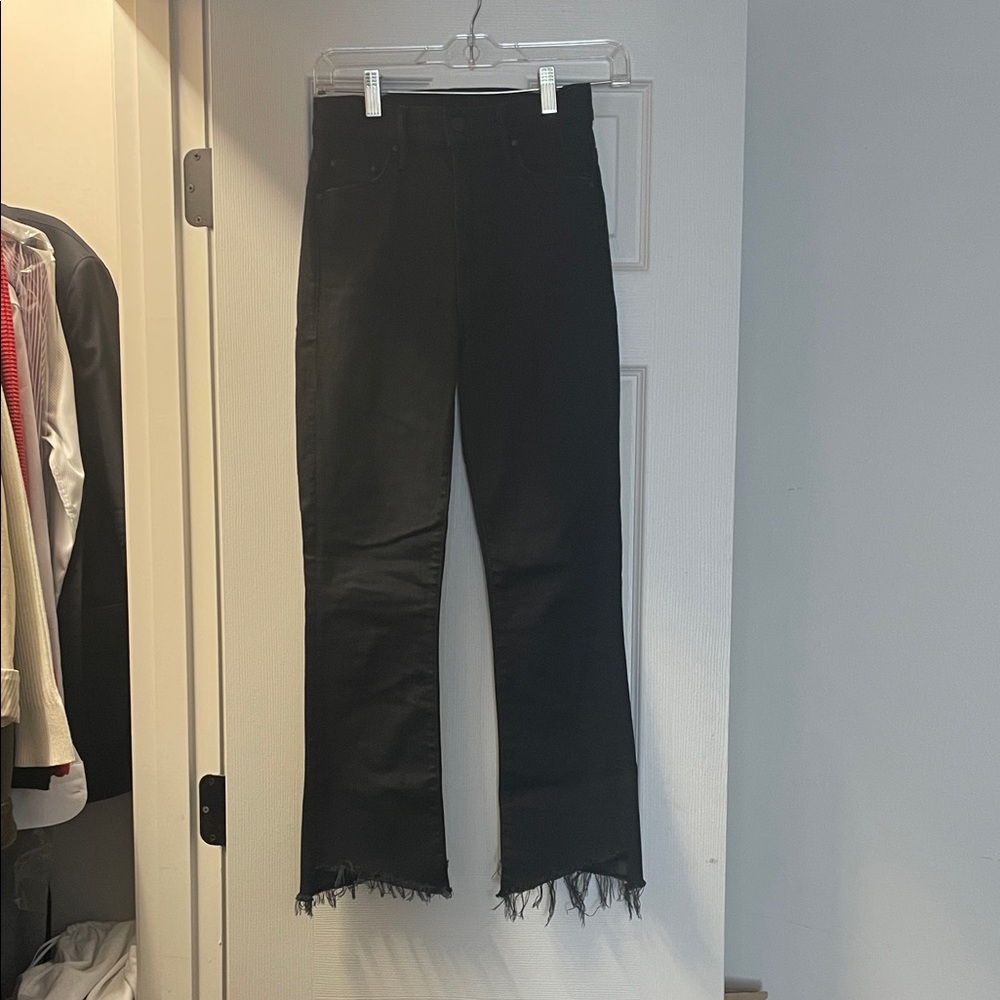 Mother Denim Black Frayed Hem Women Jeans